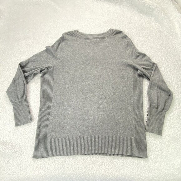 Vintage Lane Bryant Sweater Women's 18 20 Gray Long Sleeve Pullover V Neck Solid - Picture 3 of 8